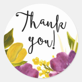 Boho Watercolor Flowers | Tack Sticker Runt Klistermärke