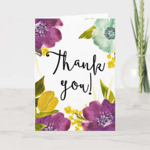 Boho Watercolor Flowers - tackkort