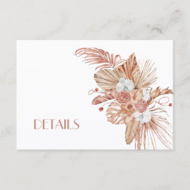 Boho Watercolor Flowers Wedding Details Tilläggskort