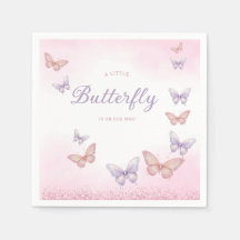 Boho Watercolor Glitter Butterfly Girl Baby Shower
