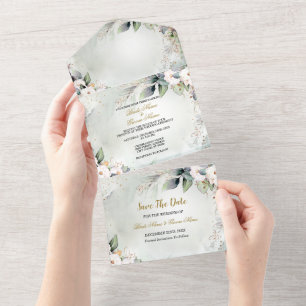 Boho Watercolor Greenery Blommigt Modern Bröllop