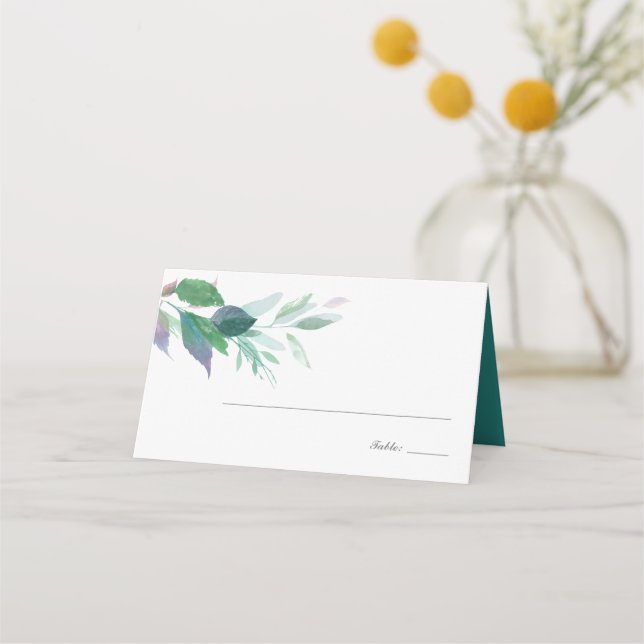 Boho Watercolor Greenery Bröllop Placeringskort (Framsida)