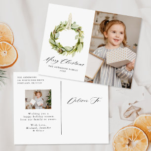 Boho Watercolor Greenery Krans 2 Foto Helg Vykort
