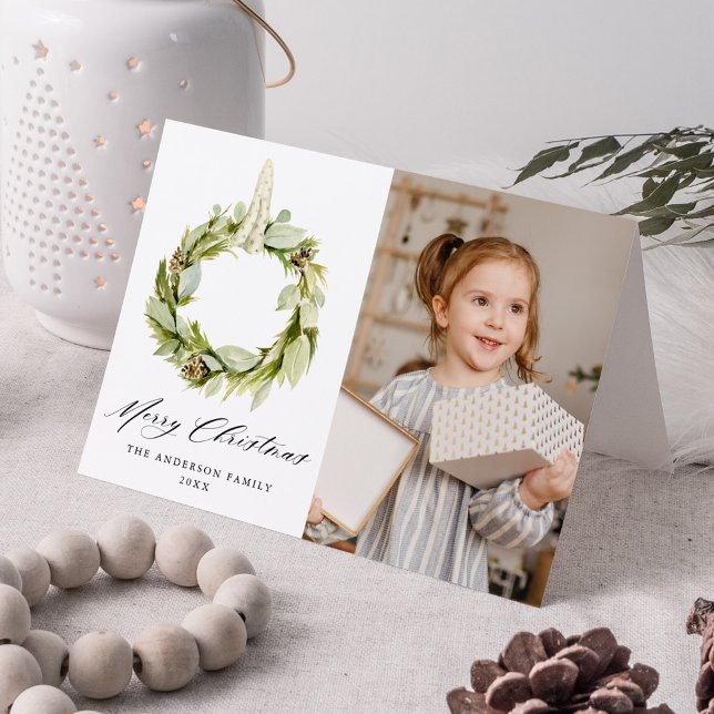 Boho Watercolor Greenery Wandey 2 Photo Helgkort (Skapare uppladdad)