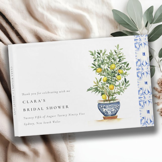 Boho Watercolor Gul Citron Bröllopsdusch Gästböcker (Skapare uppladdad)