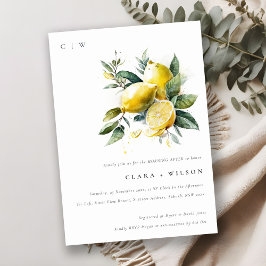 Boho Watercolor Gul Citron Trädgårdsmorgon Inbjudningar