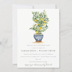 Boho Watercolor Gult Lemon Träd Förlovning Inbjudningar