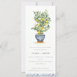 Boho Watercolor Gult Lemon Träd Par Shower Inbjudningar