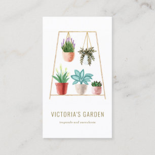 Boho Watercolor Hanging Houseplant Nursery Visitkort