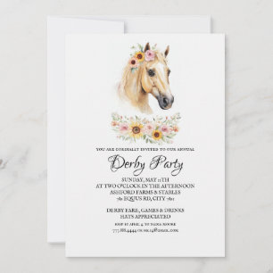 Boho Watercolor Häst Kentucky Derby Festinladning Inbjudningar