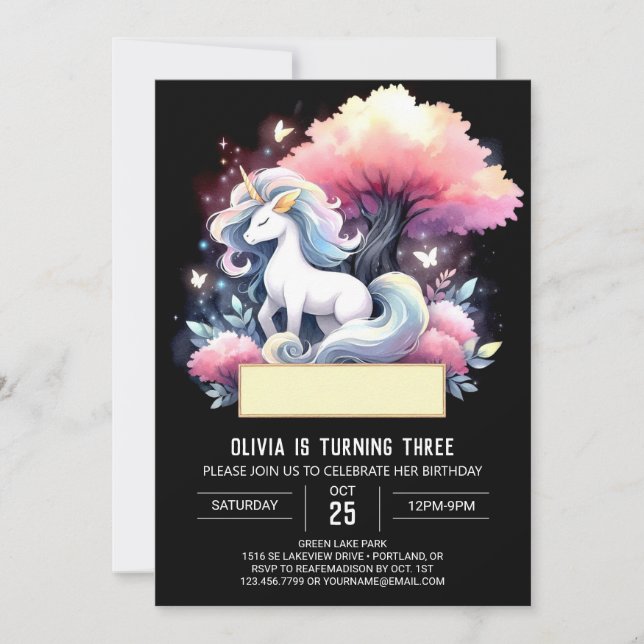 Boho Watercolor Horse Birthday Inbjudningar (Framsida)