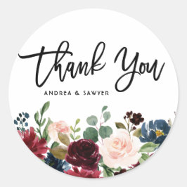 Boho Watercolor Höst Blommig Girlangd Runt Klistermärke