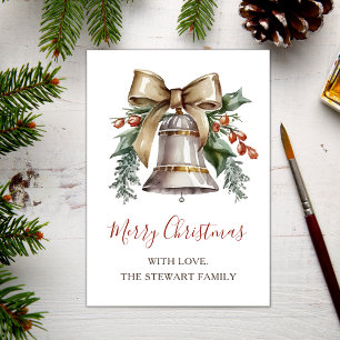 Boho Watercolor jul Bell Helgdag Card Helgkort