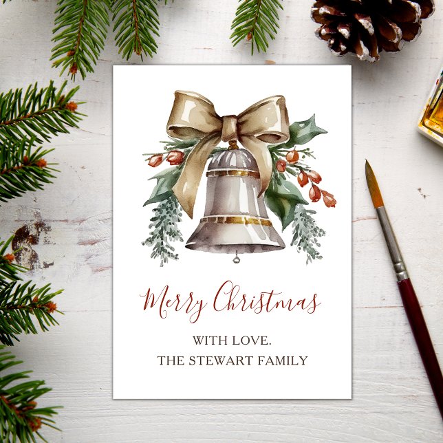 Boho Watercolor jul Bell Helgdag Card Helgkort (Skapare uppladdad)