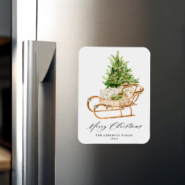 Boho Watercolor jul Sleigh non-Photo Magnet