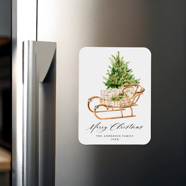 Boho Watercolor jul Sleigh non-Photo Magnet (Skapare uppladdad)