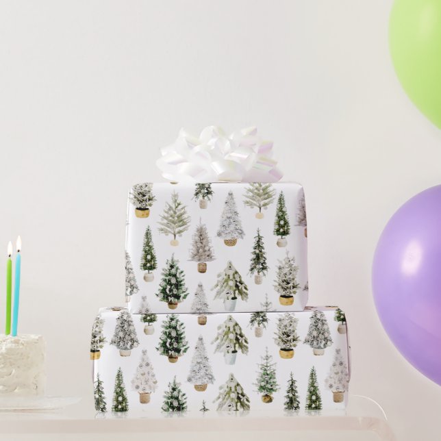 Boho Watercolor Julkomposition Hälsning Presentpapper (Festgåvor)