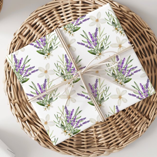 Boho Watercolor Lavendel blomster Bröllop Presentpapper (Skapare uppladdad)
