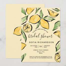 Boho Watercolor Lemon Citrus Greenery, sommartid Inbjudningar
