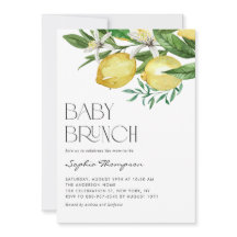 Boho Watercolor Lemon och Blooms Baby Brunch