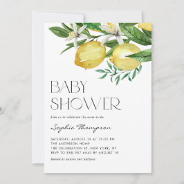Boho Watercolor Lemon och Blooms Baby Shower Inbjudningar