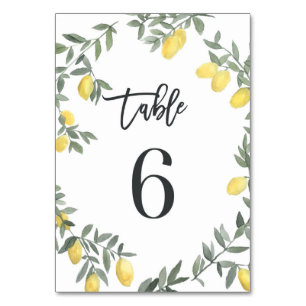 Boho Watercolor Lemon WAN Bord 6 Bordsnummer