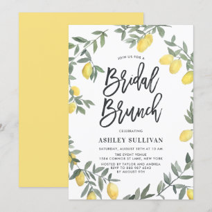 Boho Watercolor Lemon WAN Möhippa Brunch Inbjudningar