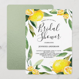 Boho Watercolor Lemon WAN Möhippa Inbjudningar