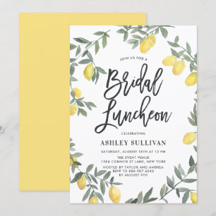Boho Watercolor Lemon WAN Möhippa Luncheon Inbjudningar