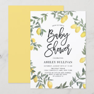 Boho Watercolor Lemon Wand Baby Shower Inbjudningar