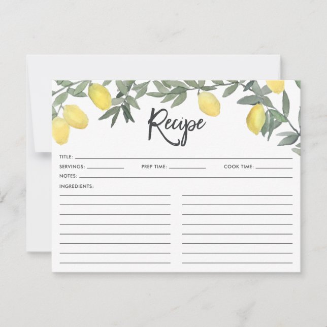 Boho Watercolor Lemon Wand Möhippa Recie (Framsida)