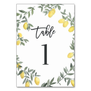 Boho Watercolor Lemon Wandan Bord 1 Bordsnummer