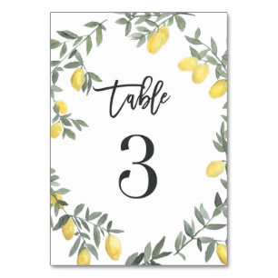Boho Watercolor Lemon Wandan Bord 3 Bordsnummer