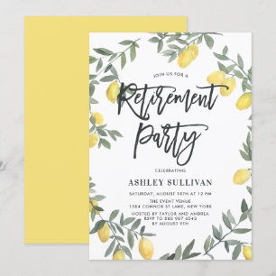 Boho Watercolor Lemon Wandan Pension Party Inbjudningar