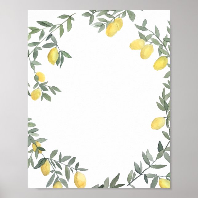 Boho Watercolor Lemon Wandeand Summer Poster (Framsidan)