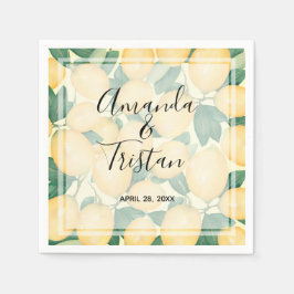 Boho Watercolor Lemons Greenery Pappersservett