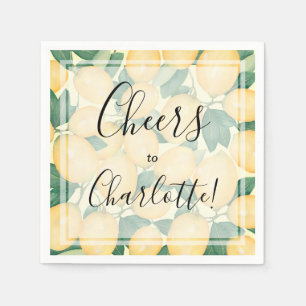 Boho Watercolor Lemons och Greenery Party Pappersservett