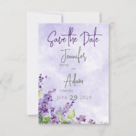Boho Watercolor Lilac Flowers Bröllop Spara Datumet