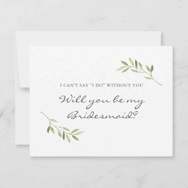 Boho Watercolor Löv Bridesmaid Card Inbjudningar (Framsida)