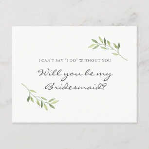 Boho Watercolor Löv Bridesmaid Card Inbjudningar
