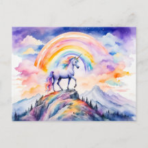 Boho Watercolor Magic Unicorn Beneath Glowing Ra