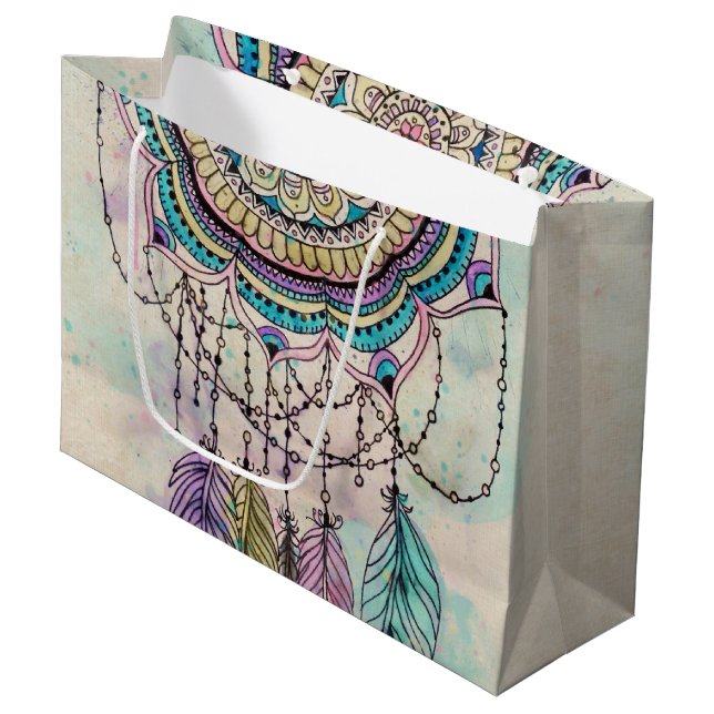 Boho Watercolor Mandala Dreamcatcher (Framsidan Vinklad)