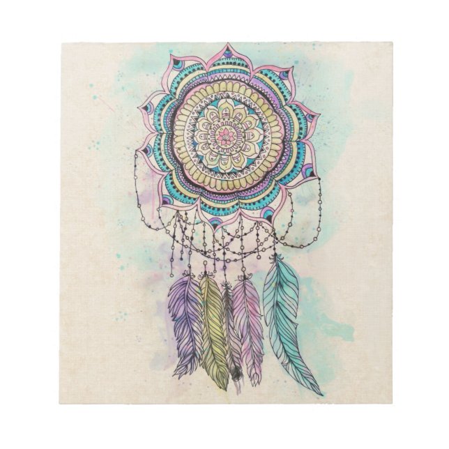 Boho Watercolor Mandala Dreamcatcher Anteckningsblock (Framsida)