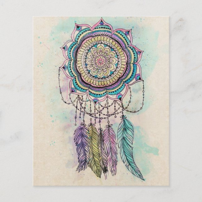 Boho Watercolor Mandala Dreamcatcher Flygblad (Framsidan)