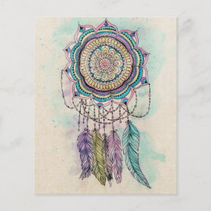 Boho Watercolor Mandala Dreamcatcher Flygblad