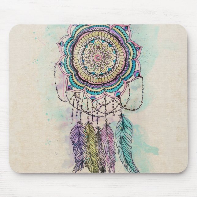 Boho Watercolor Mandala Dreamcatcher Musmatta (Framsidan)