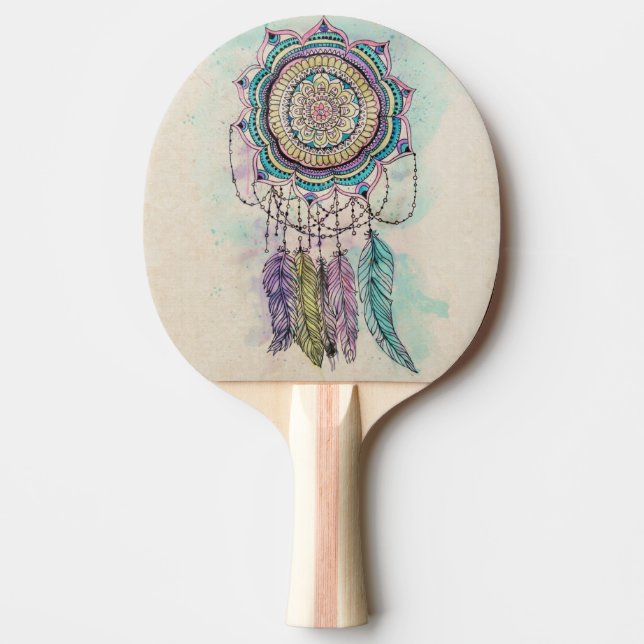 Boho Watercolor Mandala Dreamcatcher Pingisracket (Framsidan)