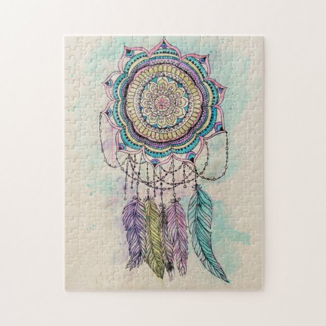 Boho Watercolor Mandala Dreamcatcher Pussel (Vertikal)