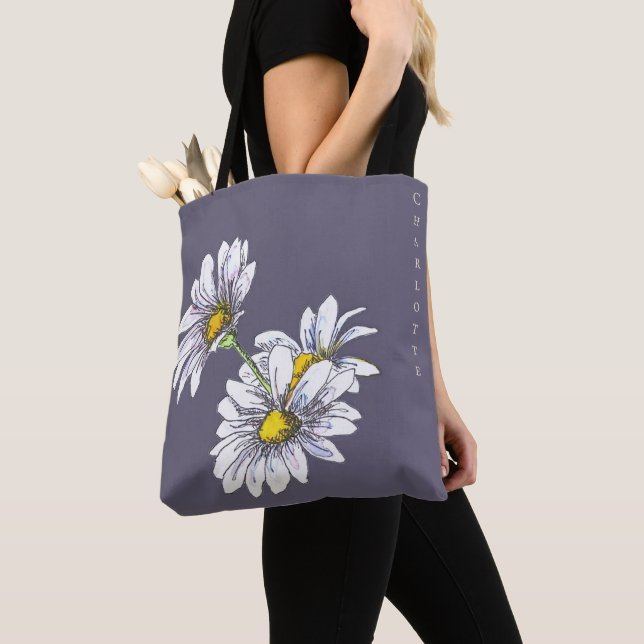 Boho Watercolor Marguerit Blommig Julpresent Tygkasse (Närbild)
