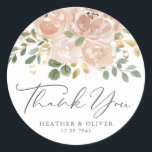 Boho Watercolor Mauve Flowers Bröllop Tack Runt Klistermärke<br><div class="desc">Lägg till en personlig och elegant till dina bröllopsfavoriter med anpassadet bröllop tack för dina klistermärken. Med en vattenfärgad blommigt-bukett av mjuka neutralter blommar, lush eucalyptus löv och delikata faux-guld-folie. Anpassa med namn och bröllop-datumet. Idealisk för att försegla dina kort, presentsäckar eller vin flaskor. Tack för ert budskap, tack för...</div>
